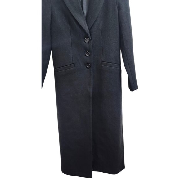Armani Exchange Black Long Wool Blend Coat Tailored Button Front Women’s Size M - Picture 4 of 15